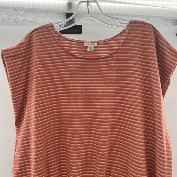 A.N.A Women's Striped Smock Hem Top Coral/White One Size Fits All - Picture 2 of 9